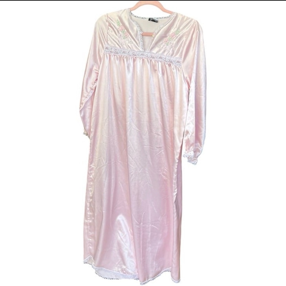 Jessica Alexander Womens Vintage Maxi Nightgown Size M Pink Cottagecore Prairie